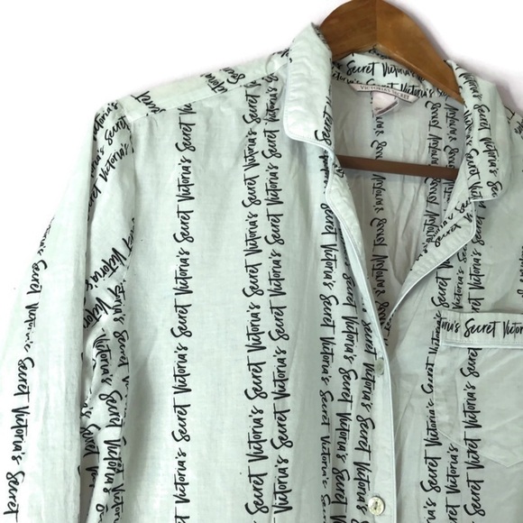 Victorias Secret Script Pajama Button Shirt M - Picture 3 of 8